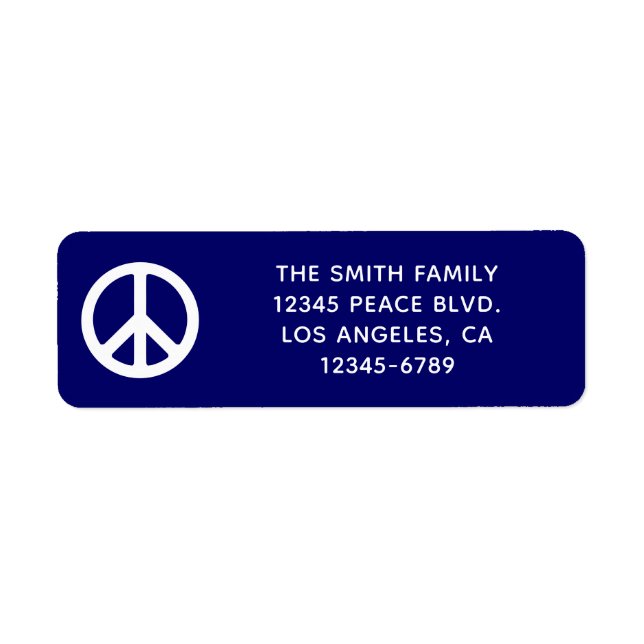 Étiquette Symbole de paix bleu foncé et blanc (Devant)
