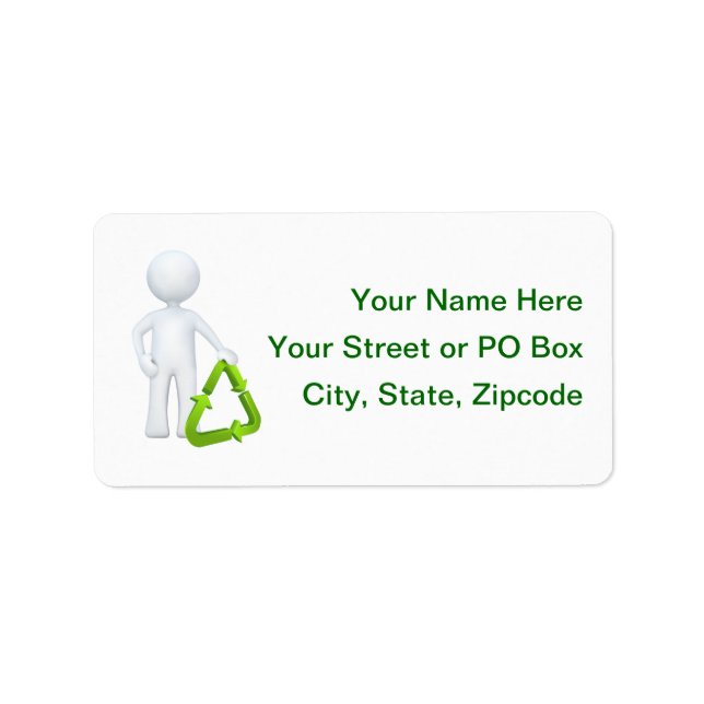 Étiquette Symbole de recyclage vert et homme (Devant)