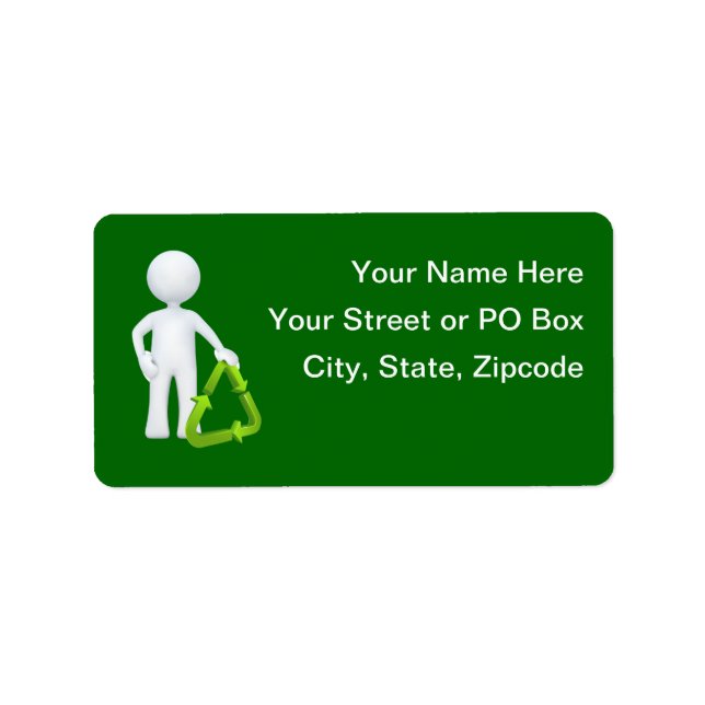 Étiquette Symbole de recyclage vert et homme (Devant)