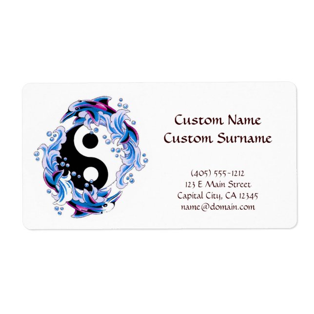 Étiquette Symbole de tatouage de dessin animé cool Yin Yang  (Devant)