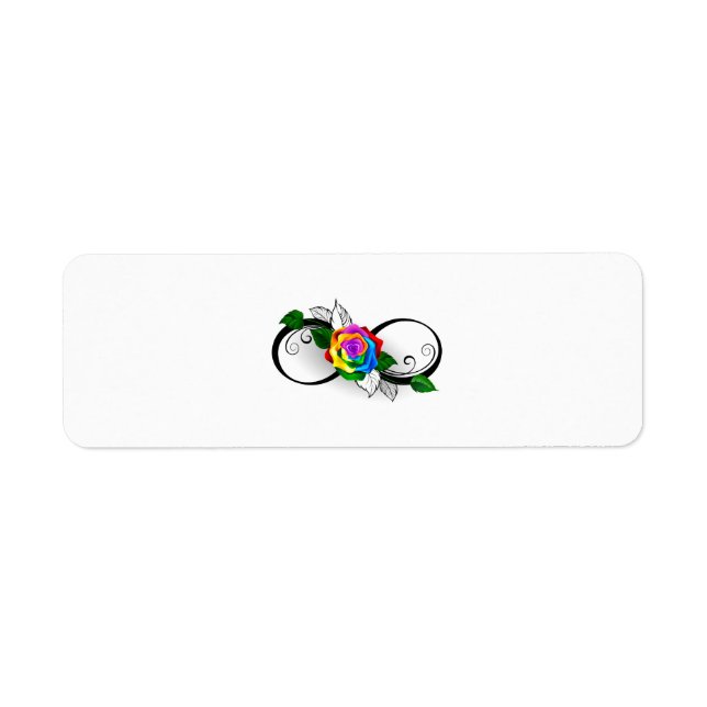 Étiquette Symbole d'infini avec Rose arc-en-ciel (Devant)