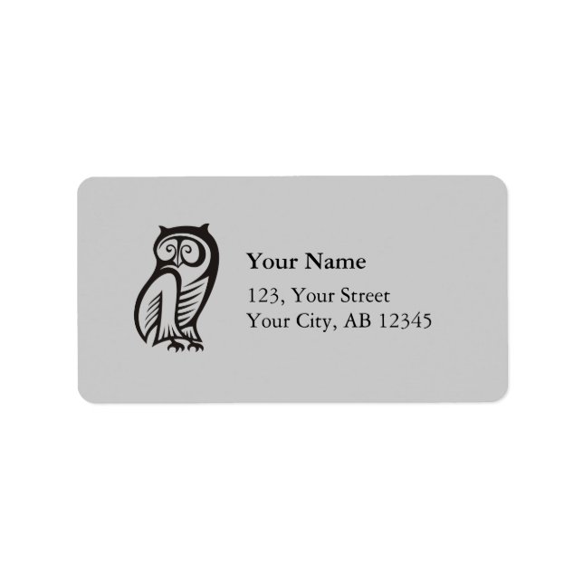 Étiquette Symbole hibou noir (Devant)