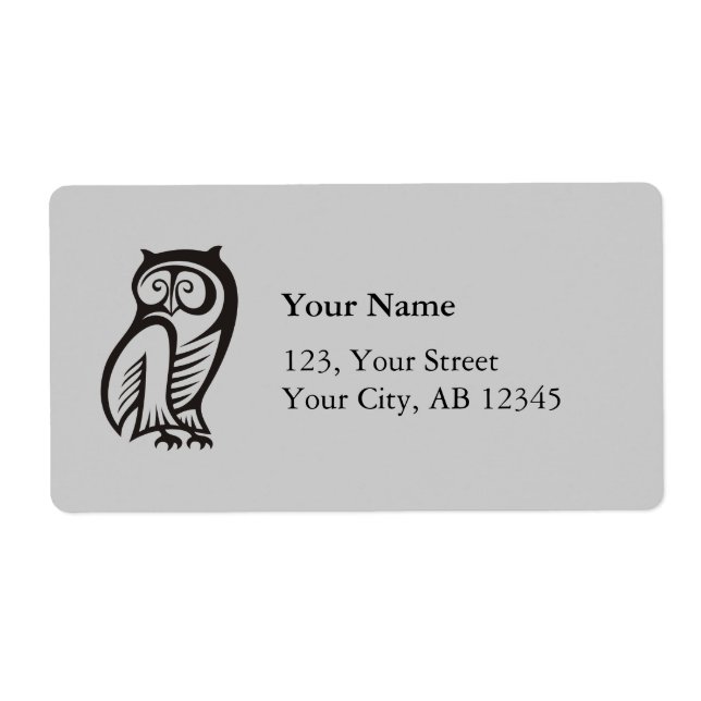 Étiquette Symbole hibou noir (Devant)