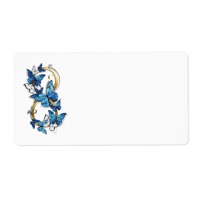 Étiquette Symbole infini de papillons Morpho bleus (Devant)