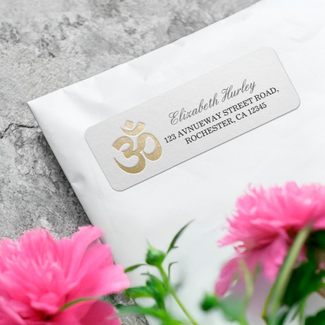 Étiquette Symbole OM Blanc & Or Yoga Instructeur de médiatio (Créateur téléchargé)