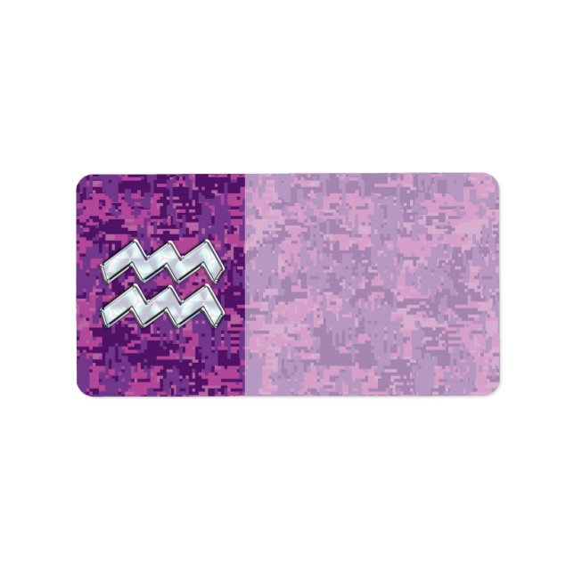 Étiquette Symbole Zodiaque Aquarius sur camo numérique fuchs (Devant)