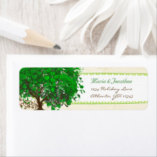Étiquette Sympathique Whimsical Emerald Green Heart Arbre fe