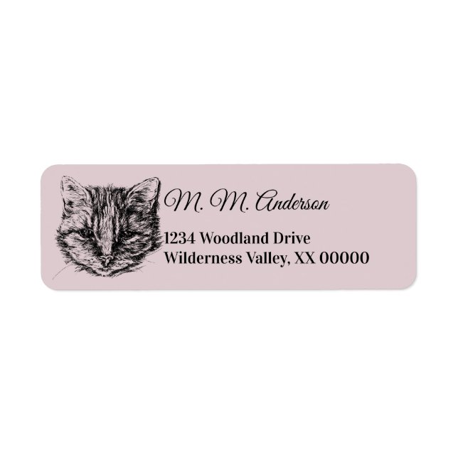 Étiquette Tabby Cat Drawing (Devant)