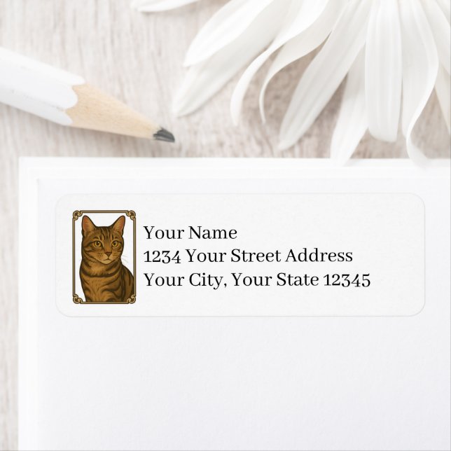 Étiquette Tabby Cat Return Address Labels (En situation)