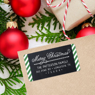 Étiquette Tableau et rayures Noël Adresse de retour de Noël