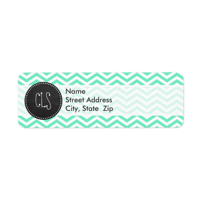 Étiquette Tableau vintage; Aquamarine Chevron; zig zag (Devant)
