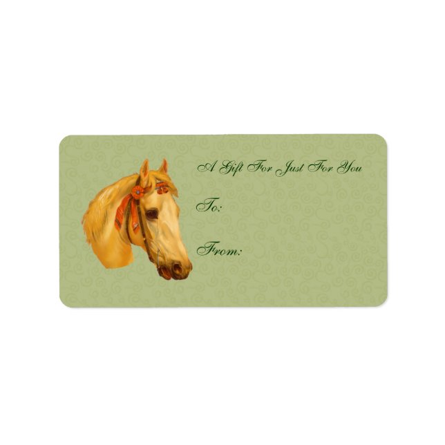 Étiquette Tag cadeau Cheval Art vintage (Devant)
