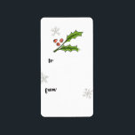 Étiquette Tag cadeau Holly Berry Sprig<br><div class="desc">Cette écriture illustrée en étiquette cadeau est joyeuse avec une sainte griffe et des flocons de neige en faisant la touche parfaite pour ces cadeaux de Noël.</div>