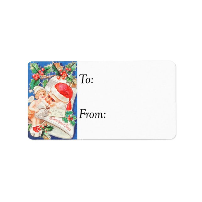 Étiquette Tag cadeau Père Noël Bell vintage (Devant)