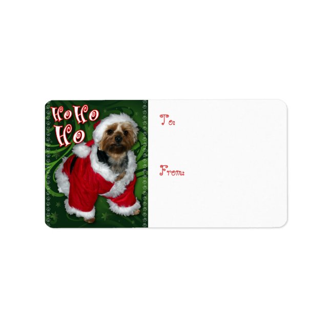 Étiquette Tag cadeau père Noël Yorkie (Devant)