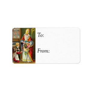 Étiquette Tag cadeau Vintage St Nicholas