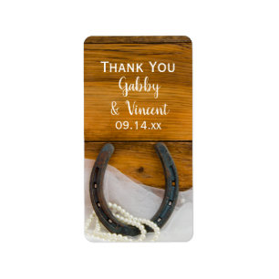 Étiquette Tag Horseshoe et Pearls Western Mariage Merci