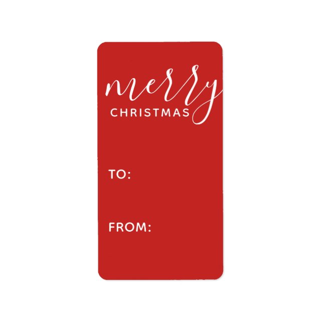 Étiquette Tag rouge moderne Joyeux Noël Aquarelle (Devant)