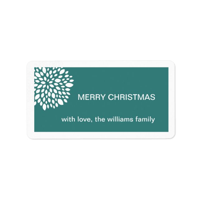 Étiquette Tag-turquoise cadeau Fleur de Noël (Devant)