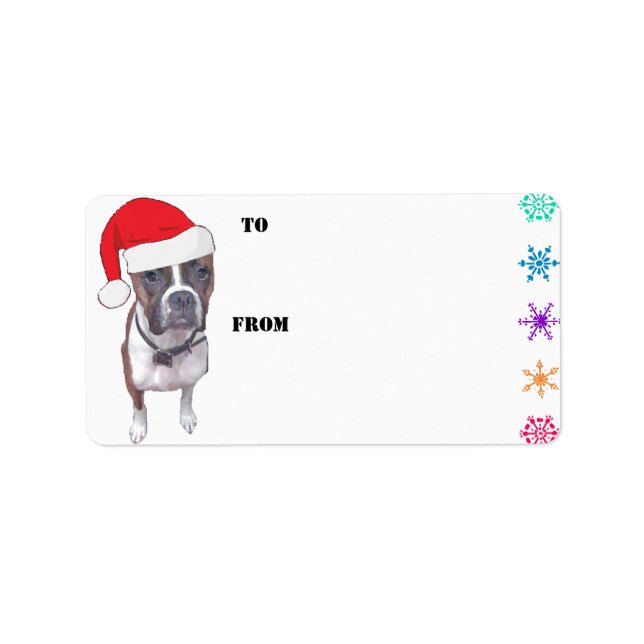 Étiquette Tags cadeaux père Noël Brindle Boxer (Devant)
