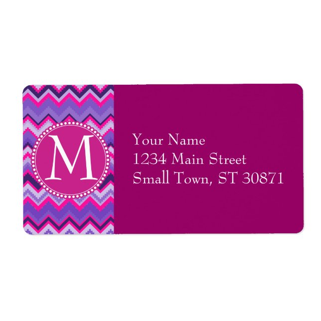 Étiquette Tags Chevron Zig Tribal Rose violet gras (Devant)
