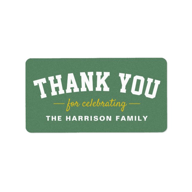 Étiquette Tailgate baby shower sportif jaune merci (Devant)