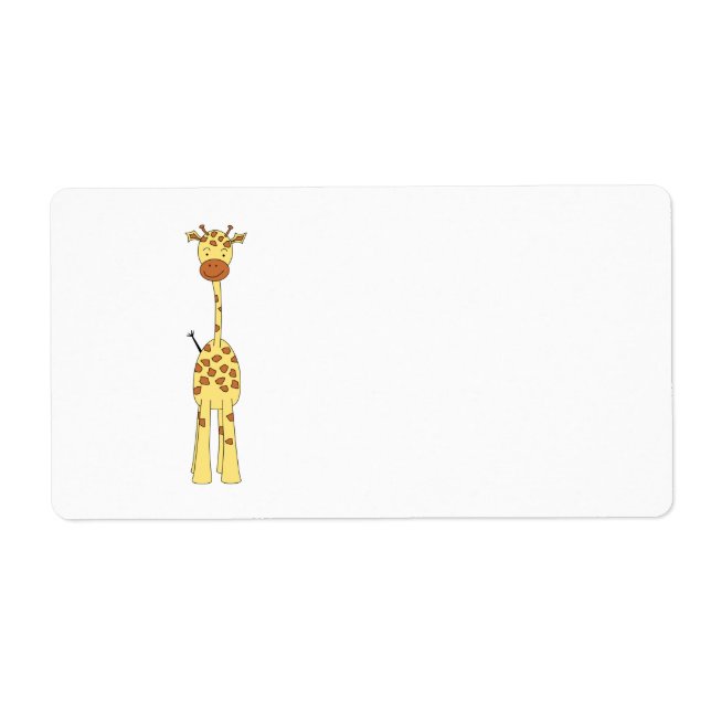 Étiquette Tall Cute Giraffe. Un dessin animé animal. (Devant)