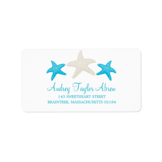 Étiquette Tan et Starfish Turquoise | Adresse de retour (Devant)