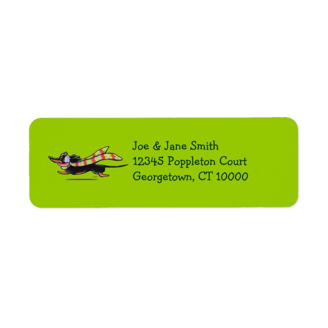 Étiquette Tan noir Dachshund mignon hiver (Devant)