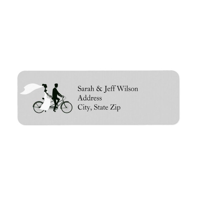 Étiquette Tandem Bicycle Grey Mariage Retourner l'adresse Ét (Devant)