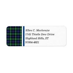 Étiquette Tartan bleu de clan de Farquharson et vert
