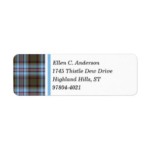 Étiquette Tartan écossais bleu-clair de clan d'Anderson