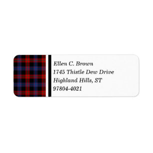 Étiquette Tartan écossais rouge et bleu de clan Brown
