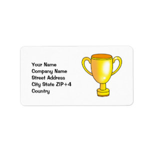 Étiquette tasse de trophée de champion d'or