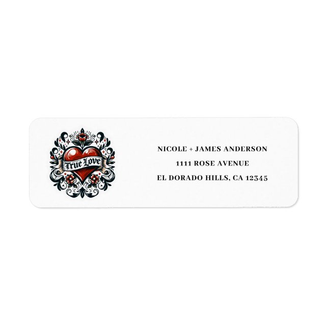 Étiquette Tatouage Autocollant Cœur Amour Véritable Mariage (Devant)