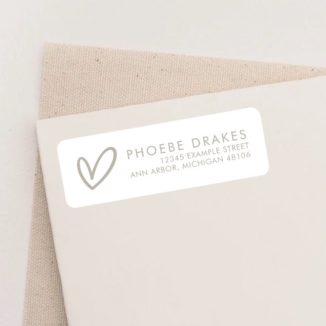 Étiquette Taupe & Blanc Adresse de Retour de Mariage Minimal (Créateur téléchargé)