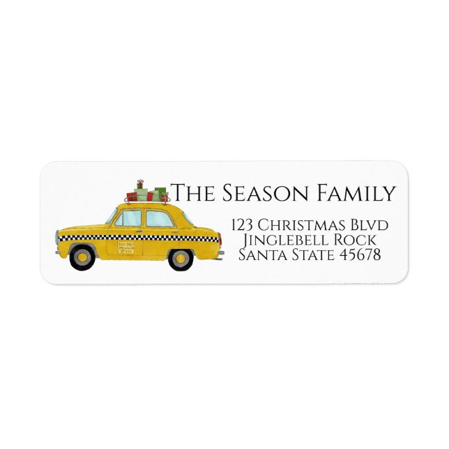 Étiquette Taxi-taxi Jaune Cadeaux de Noël Courrier de Noël (Devant)