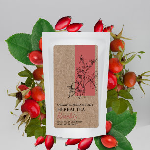 Étiquette Tea à base de plantes de rosehip bio Kraft Étiquet