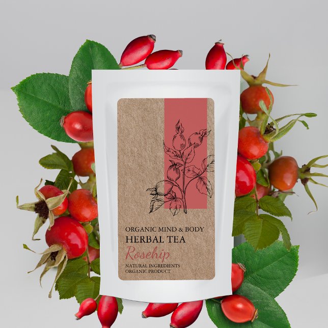 Étiquette Tea à base de plantes de rosehip bio Kraft Étiquet (Créateur téléchargé)