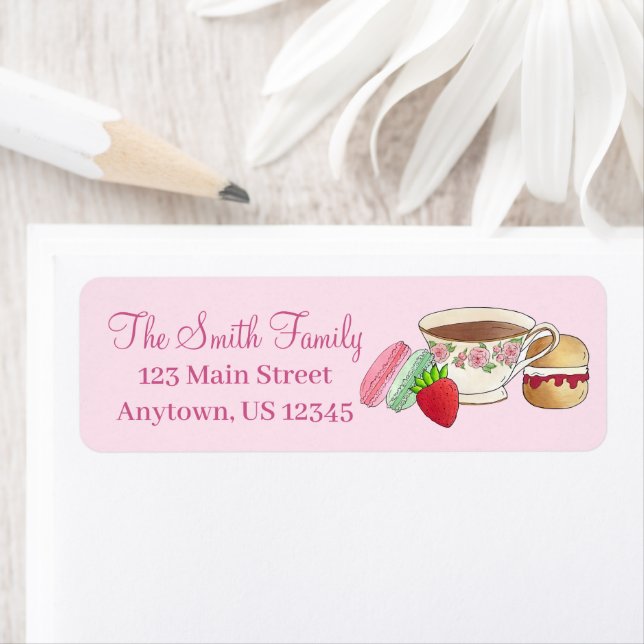 Étiquette Tea Party Macarons Tea Party Scone (En situation)