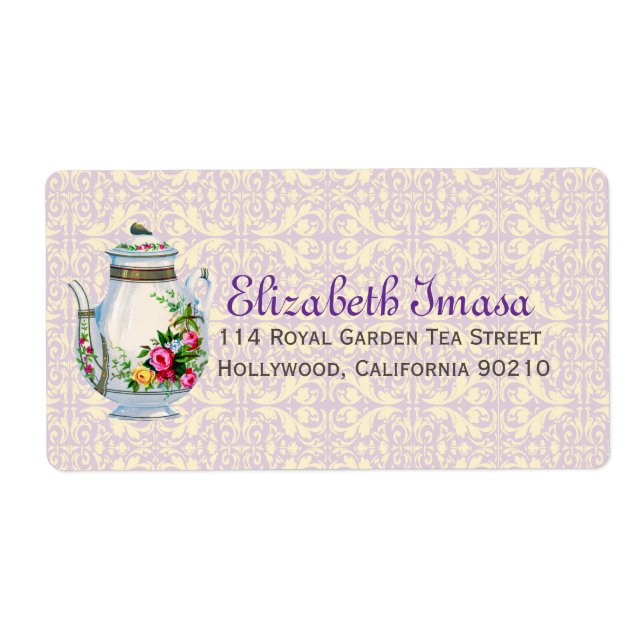 Étiquette Tea Party Vintage violet (Devant)