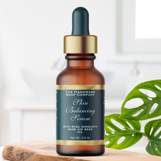 Étiquette Teal Green & Gold Small Dropper Bottle Label  (Créateur téléchargé)