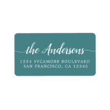 Teal Script Family Return Address Label