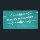 Étiquette Teal Slanted Chalkboard Holiday Labels<br><div class="desc">Elegant and stylish Slanted Chalkboard Holiday Labels in turquoise featuring an art deco border and a trendy chalkboard look background. These chic and trendy holiday labels are easy to customize with a customized Christmas greeting and would make great gift tags. Click "Customize It" for more personalization options.</div>
