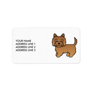 Étiquette Teckel à Cairn Rouge Chien de Dessin Animé Mignon