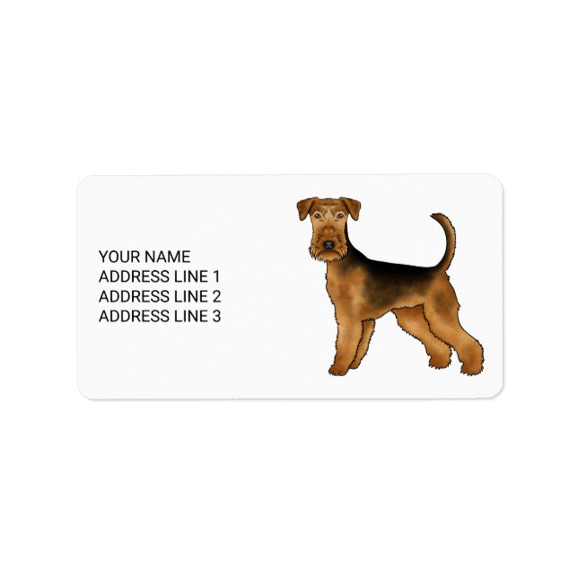 Étiquette Teckel Airedale Chien de Dessin Animé Mignon Avec  (Devant)