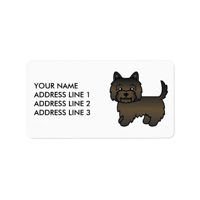 Étiquette Teckel Dark Brindle Cairn Terrier Chien Mignon & T (Devant)
