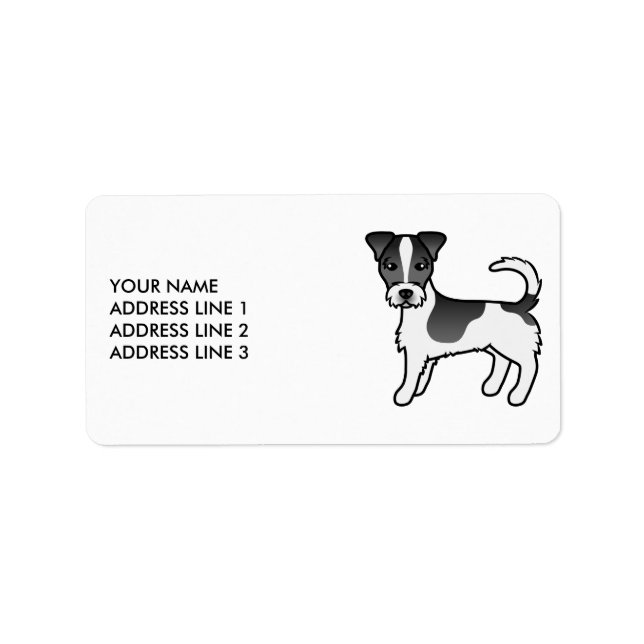 Étiquette Teckel Jack Russell Terrier à poil dur noir & Text (Devant)