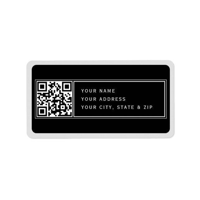 Étiquette Téléchargez votre propre code QR Black Grey Adress (Devant)