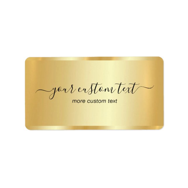 Étiquette Template Gold Your Custom Text Hand Script Address (Devant)